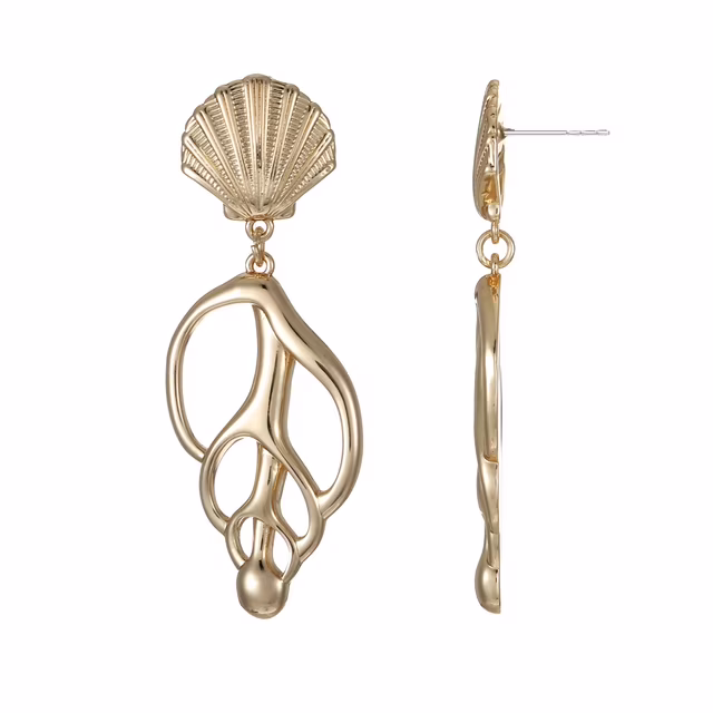 Gold Seashell Drop Earrings
