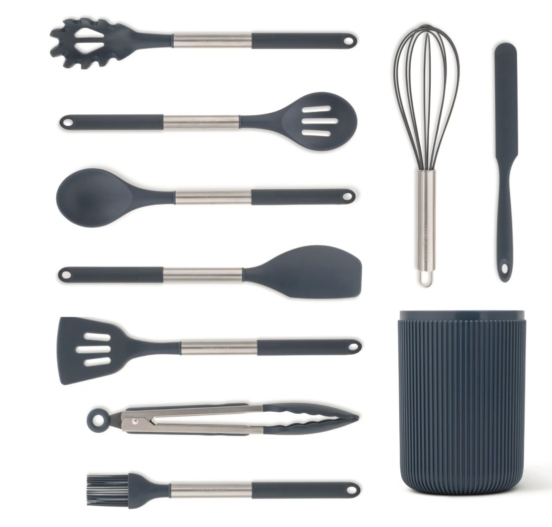 Thyme & Table Essential 10-Piece Silicone Utensil Set, Blue