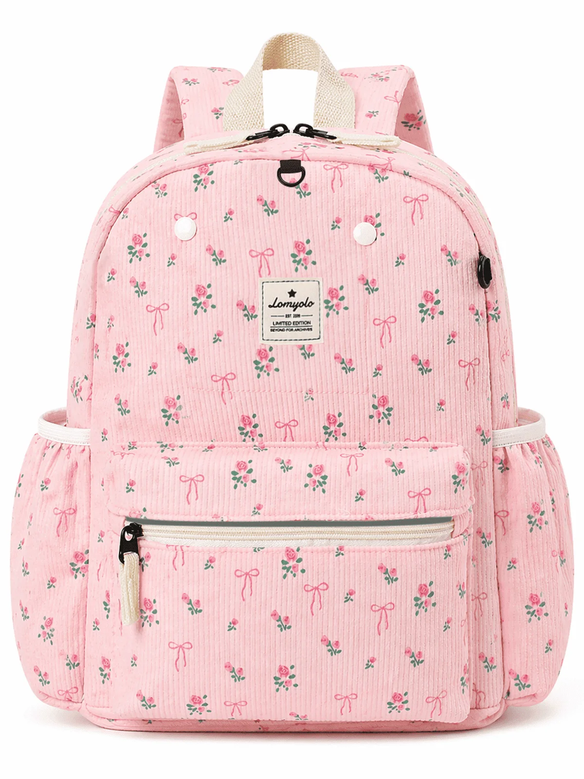 Lomyolo Toddler Backpack for Girls & Boys 2-5 Years, Preschool Kids Backpack School Bookbags with Reflective Strip & D-rings, Lightweight, Perfect Corduroy Back to School Gift Fit 13.5" Folder