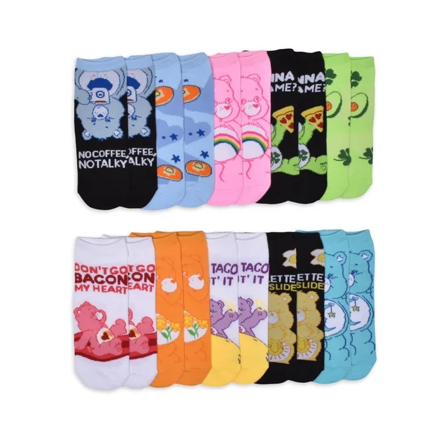 Care Bears Womens 10-Pack Low-Cut Socks, Sock Size 9-11