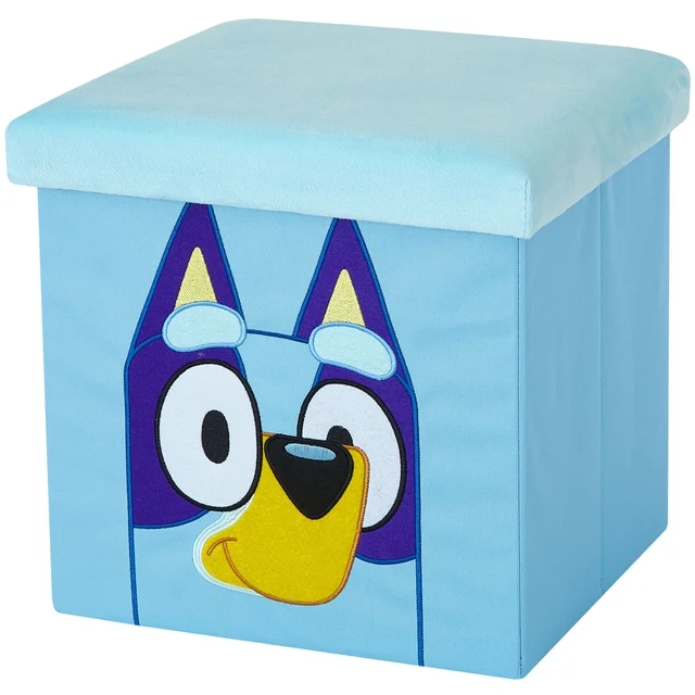 Bluey Kids' Storage Ottoman, Blue, 15" x 15" x 15"