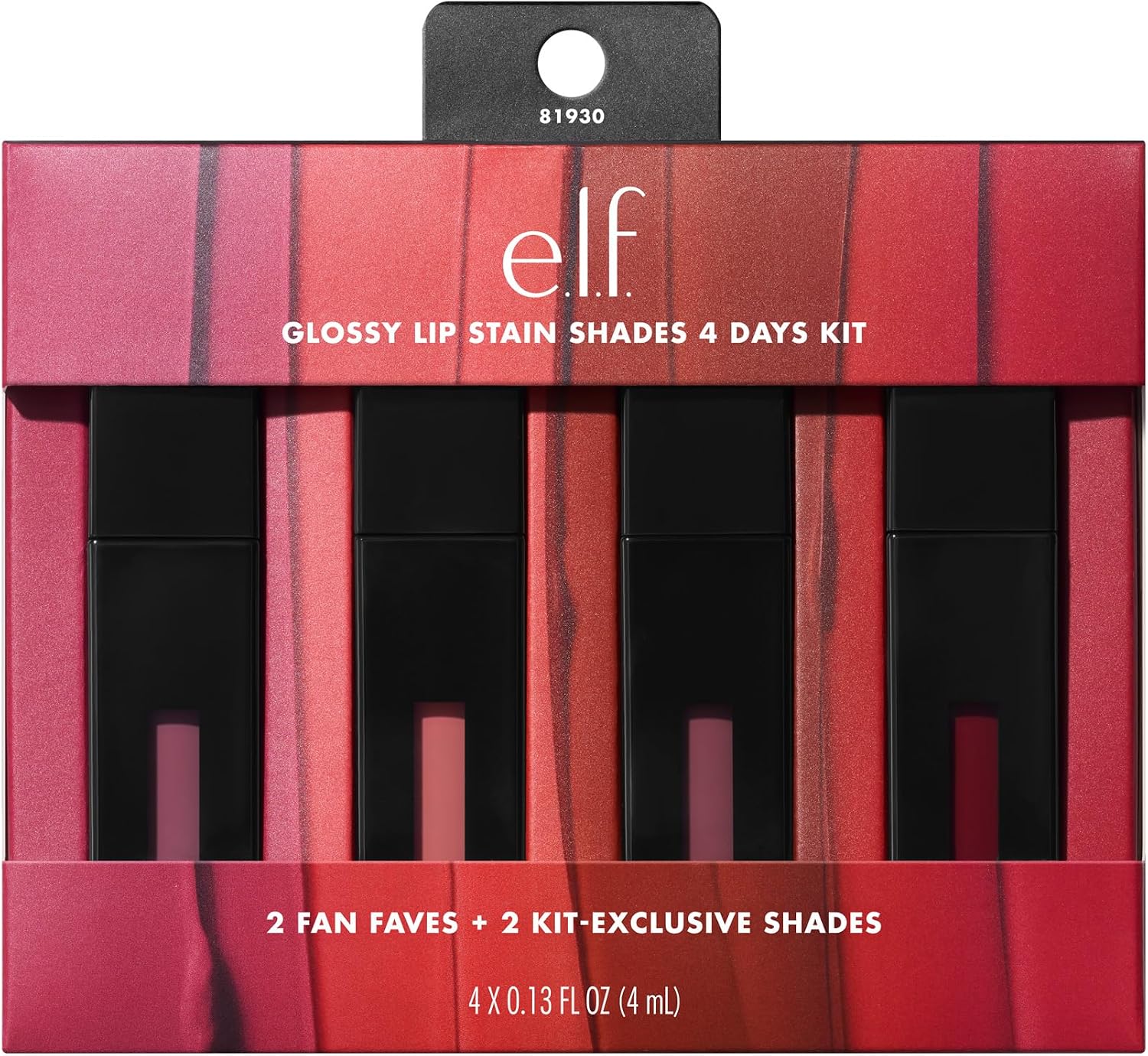 Glossy Lip Stain Shades 4 Days Kit, Long-Lasting Lip Stains For A Sheer Pop Of Color & Subtle Gloss Finish, Vegan & Cruelty-Free, 4 Shades
