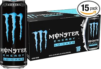 Monster Energy, Lo-Carb Monster, Low Carb Energy Drink, 16 Ounce (Pack of 15)