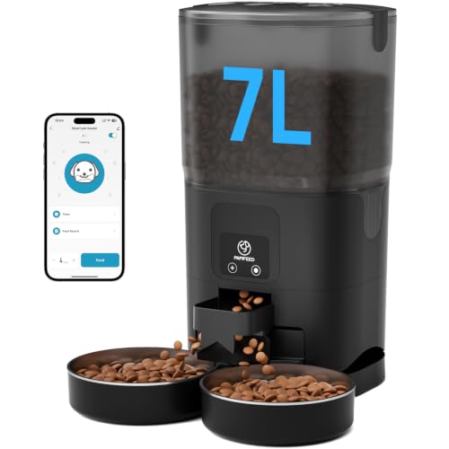 PAPIFEED Automatic Cat Feeder 2 Cats, WiFi Auto Cat Feeder with App, 7L Slow-Feed Cat Food Dispenser for Dry Food, Dual Power Supply Timed Pet Feeder for Cat, 10 Meals/Day, 12 Portions/Meal