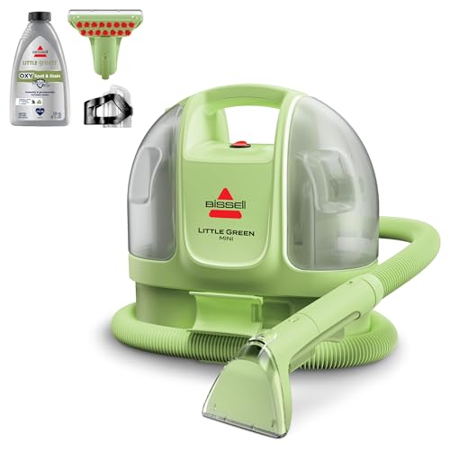 BISSELL Little Green Mini Portable Carpet Cleaner, 4075 | HydroRinse self-cleaning tool; 4-in. tough stain tool; upholstery & car detailing; Tea Green color