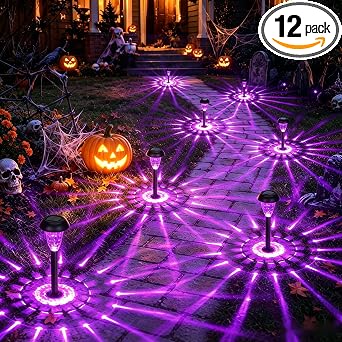 GIGALUMI Solar Halloween Lights Outdoor Waterproof Pathway Lights, 12 Pack