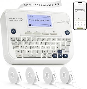 SUPVAN E12 Keyboard & Bluetooth Label Maker Machine with 4 Tapes