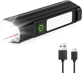 AdamStar Rechargeable EDC Flashlight with Red Beam, White LED Combo, High Lumens Portable Magnetic Work Lights with 7 Modes, Pocket Flashlight Triple Sources for Outdoors Emergency Working (1 Pack)