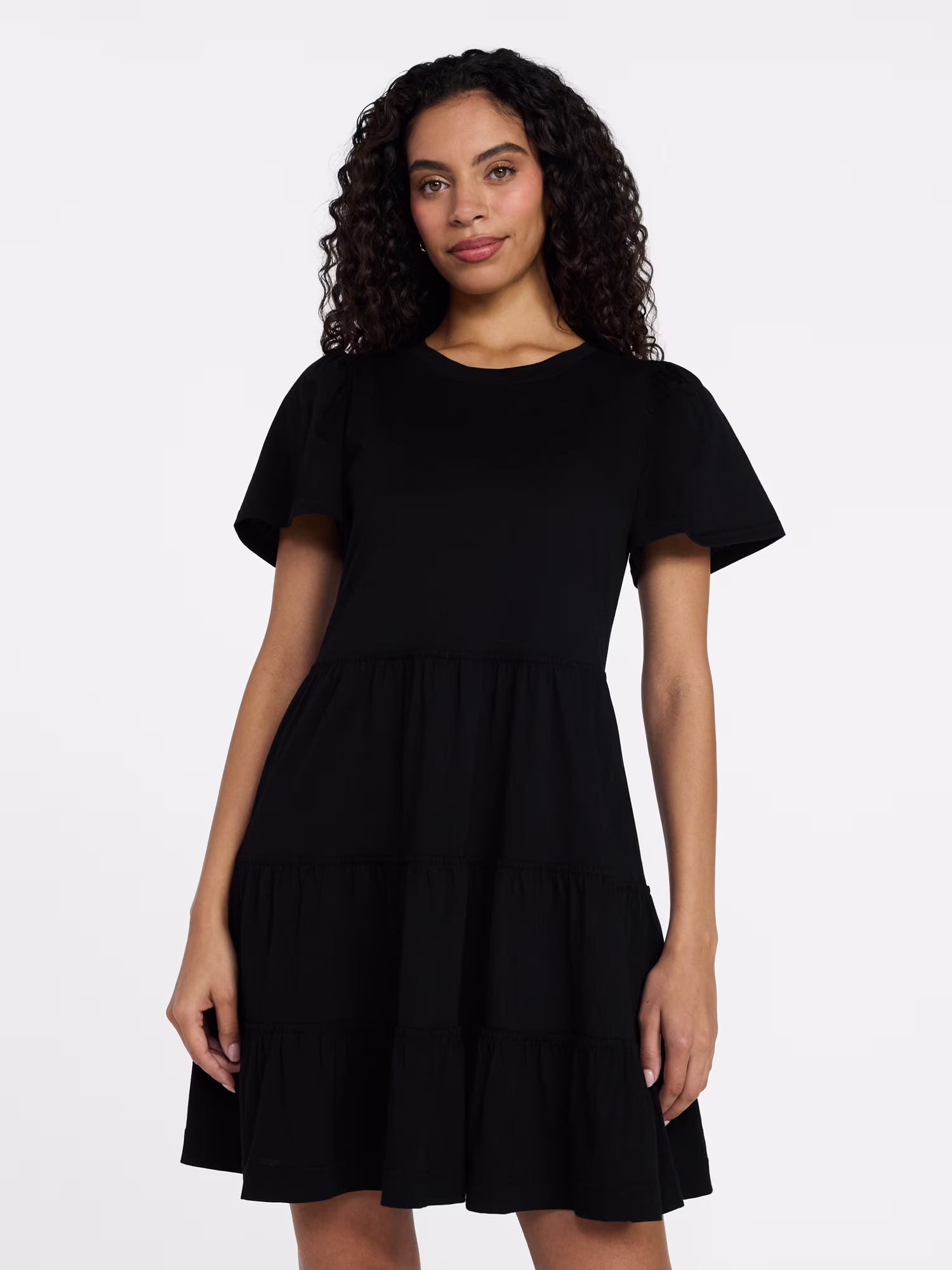 Women's and Women’s Plus Cotton Swing Dress with Short Sleeves, Sizes XS-4X