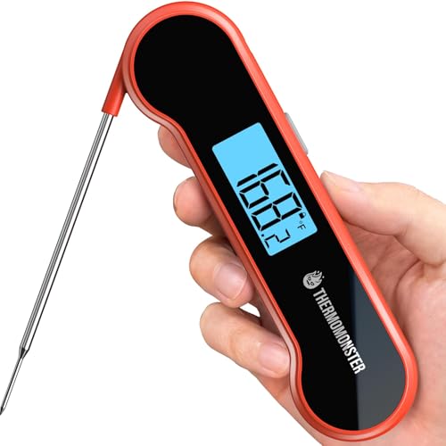 0.5 Sec Instant Read Meat Thermometer Digital for Cooking, Red | NIST ±0.5℉ Precision Food Thermometer, Kitchen Gadgets for Oven Grill Candy BBQ Accessories, Gifts for Him Dad Men Birthday