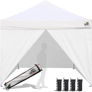 Eurmax USA 10 x 10 Pop up Canopy Commercial Tent with 4 Walls,White