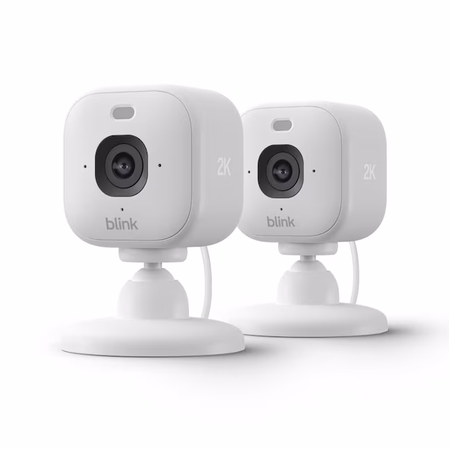 Blink Mini 2K+ (newest model) - Plug-in Home & Pet Security Camera with 2K video resolution, color night vision, enhanced audio, motion detection - 2 cameras (White)