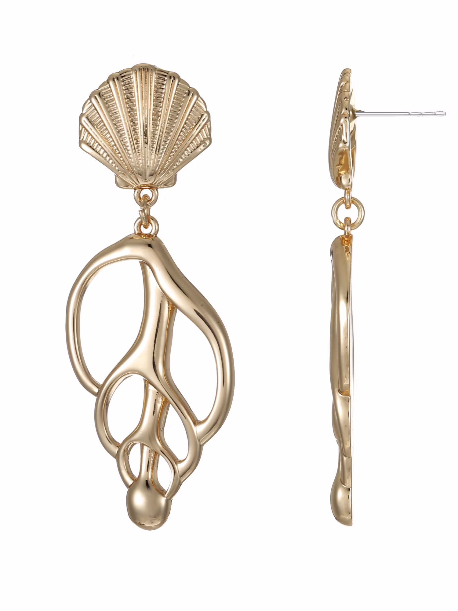 Gold Seashell Drop Earrings