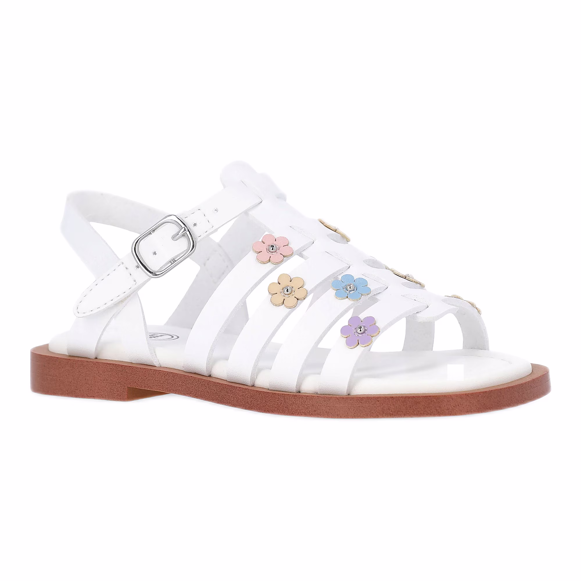 Toddler Girls Floral Faux Leather Fisherman Sandals