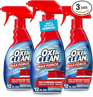 OxiClean Max Force Laundry Stain Treater Spray, 12 Fl Oz (Pack of 3)