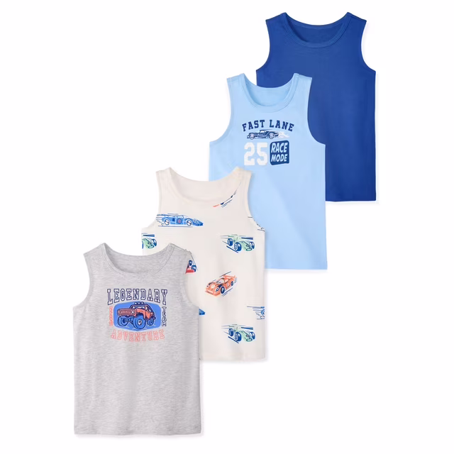 Garanimals Newborn, Baby & Toddler Boy Cotton Graphic Tank Tops, 4-Pack, Sizes 0-6T