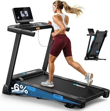 MERACH T12 Foldable Treadmill for Home, 300 LBS Capacity, Wide Running Belt