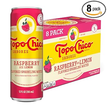 Topo Chico Sabores Raspberry with Lemon Cans, 12 fl oz, 8 Pack