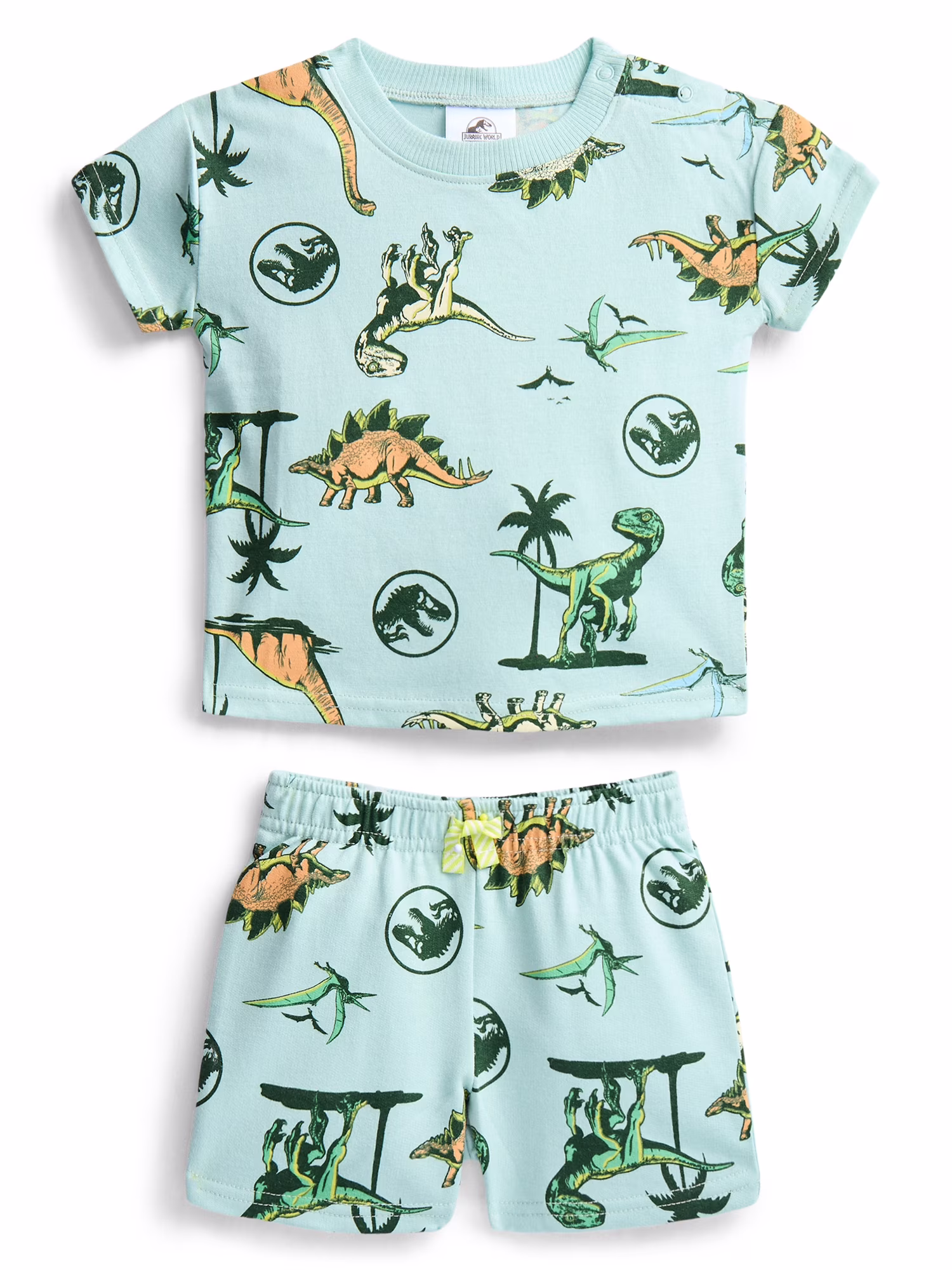 Jurassic World Baby Boys Allover Print Short Sleeve Tee and Shorts Set, 2-Piece, Sizes 0/3M-24M