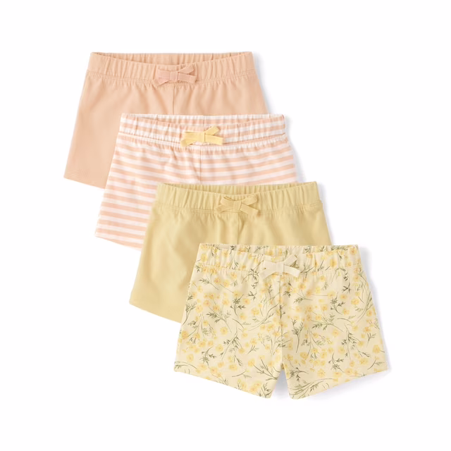 The Children's Place Toddler Girls Everyday Printed Assorted Shorts, 4-Pack, Sizes 12M-5T