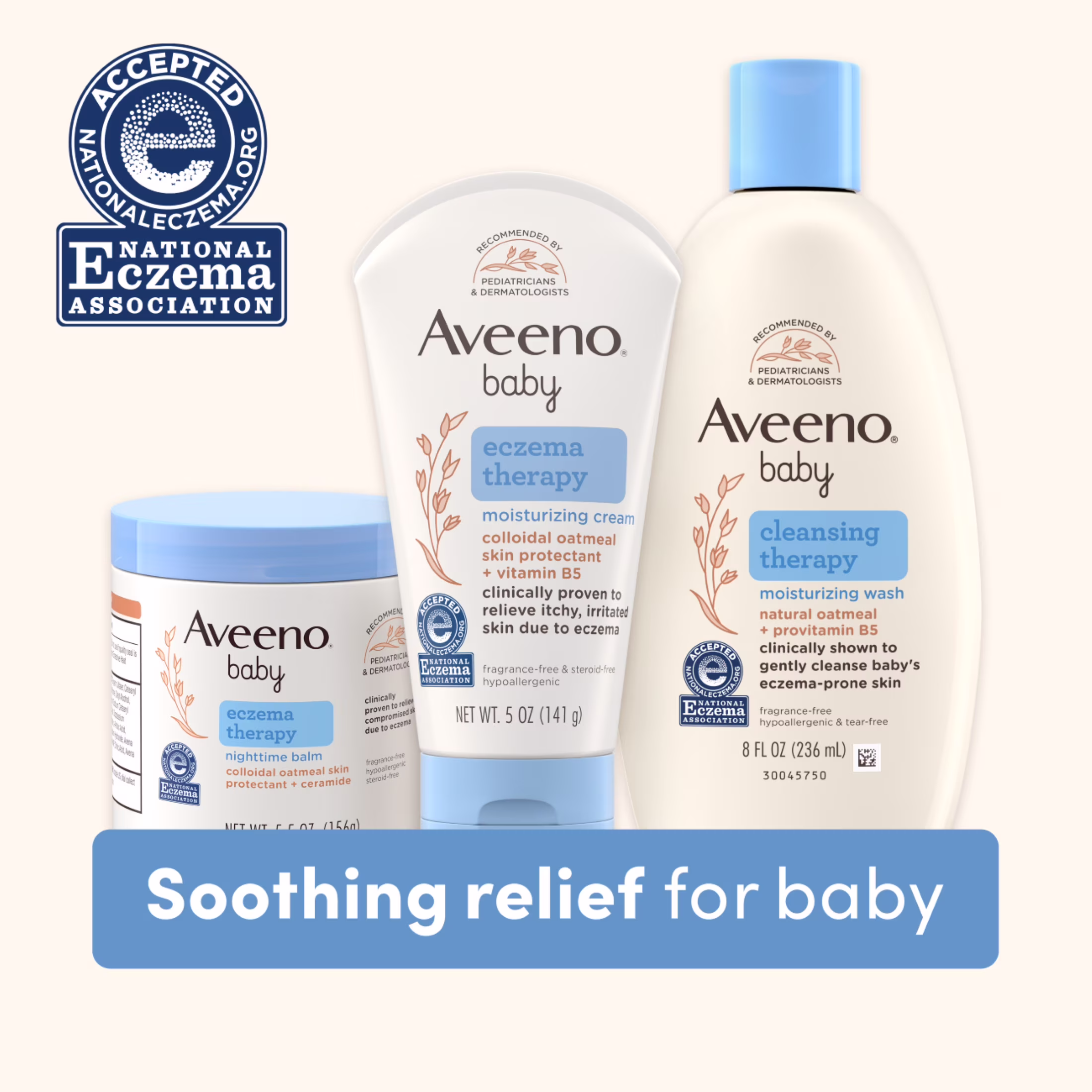 Aveeno Baby Eczema Care Kit with Baby Lotion: Wash, Cream & Nighttime Balm, 3 Items