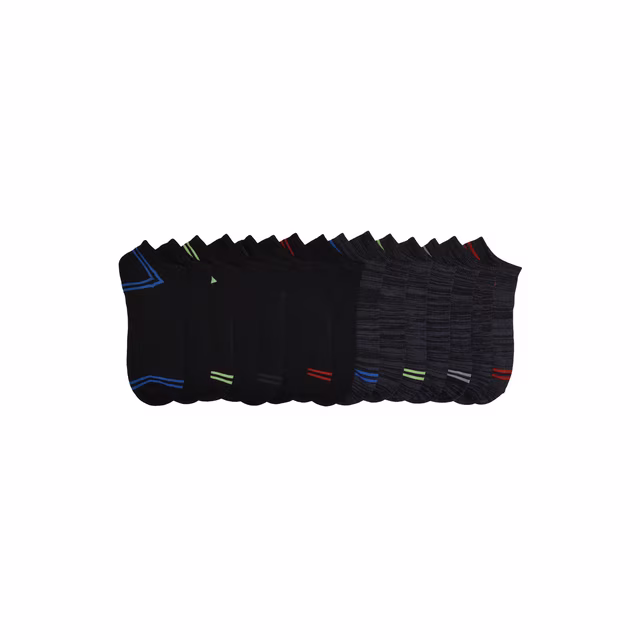 Boys No-Show Socks with Stripes, 15-pack, Size Small (Shoe Size 4.5-8.5)