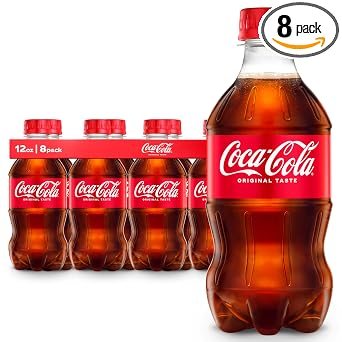 Coca-Cola Soda Soft Drinks, 12 fl oz Bottles, 8 Pack - Classic Cola Soft Drink Pack