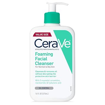 CeraVe Foaming Facial Cleanser, Gentle Cleanser for Oily Skin, 16fl oz