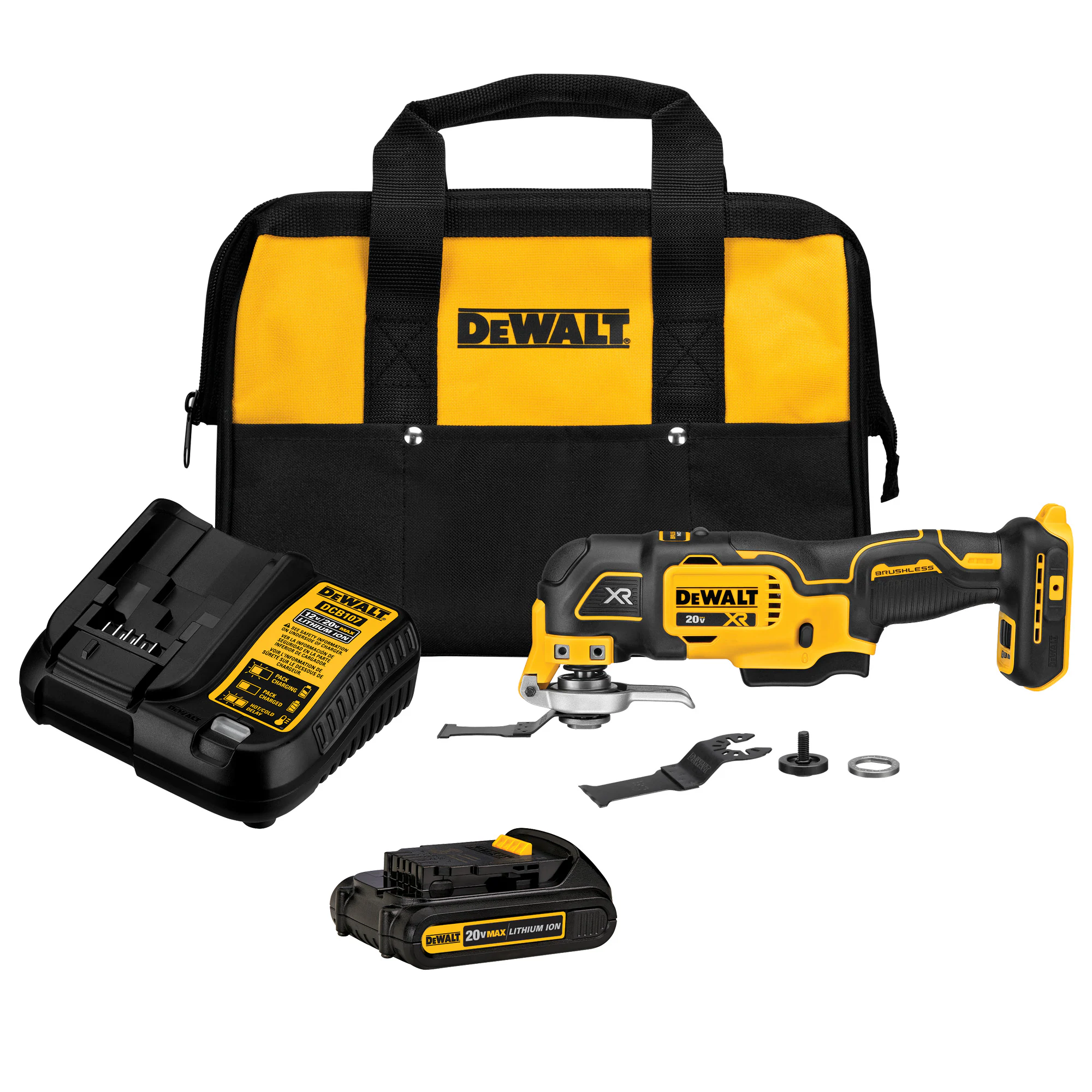 DEWALT XR 20-volt Max Cordless Brushless 3-speed 6 -Piece Oscillating Multi-Tool with Soft ( 1 -Batteries Included and Charger Included )