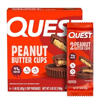 Quest Nutrition Peanut Butter Cups, 11g Protein, 1g Sugar, Low Carb, Gluten Free, Keto Friendly, 4 Count