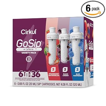 Cirkul GoSip 6-Pack. No Sugar, 0 Cal Flavored Water with Caffeine