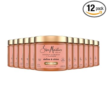 SheaMoisture Define&Shine Styling Gel+Flaxseed 12ct Coconut&Hibiscus Hydrates,Holds Your Style All Day Infused With Glycerin,CoconutOil an Invigorating Sweet Scent ParabenFree Frizz Control Gel 15OZ