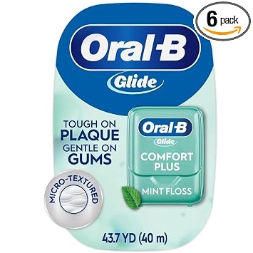 Oral-B Glide Pro-Health Comfort Plus Dental Floss, Mint, 43.7-Yard Dispenser, Pack of 6
