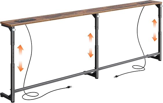 Huuger 78.7" Console Table with Outlets, 22.8"-33.3" Height Adjustable