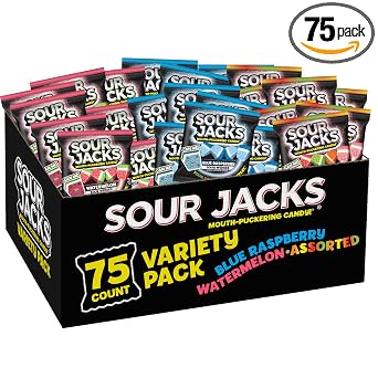 Sour Jacks Sour Gummy Wedges Variety Pack, Gluten Free, 0.5 oz, 75 Ct