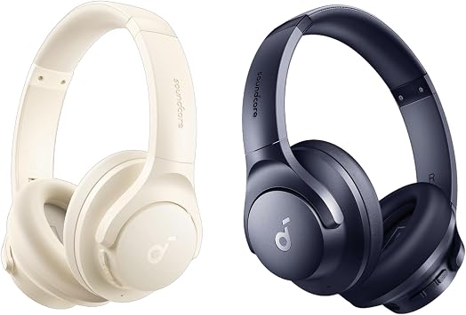 Soundcore by Anker Q20i Hybrid Active Noise Cancelling Headphones, Wireless Over-Ear Bluetooth, 40H Long ANC Playtime（White & Blue）