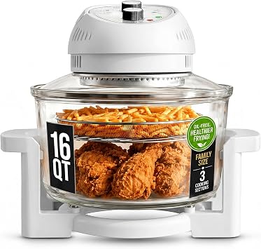 GRANITESTONE 16 Qt Large Glass Air Fryer Non Toxic, White