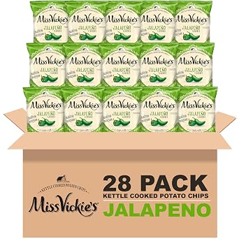 Miss Vickie's Kettle Cooked Potato Chips, Jalapeno, 1.375 Ounce (Pack of 28)