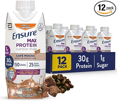 Ensure Max Protein Café Mocha Shake, 30g High Protein, 12 Pack