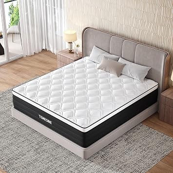 King Size Mattress, 14 Inch Hybrid Mattress in a Box with Individual Pocket Spring, Gel Memory Foam and Euro Top, Medium Firm Feel with Motion Isolation, Pressure Relief, Edge Support,Black