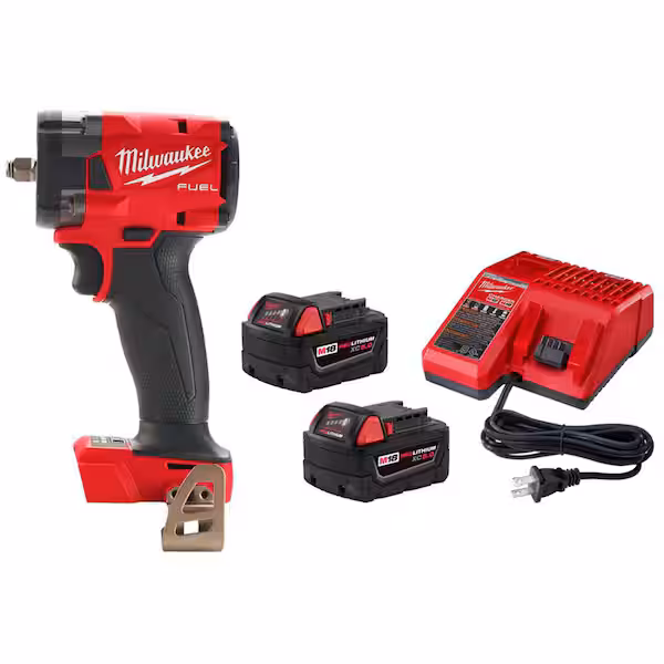M18 FUEL 18V Lith-Ion Brushless Cordless 3/8 in. Compact Impact Wrench w/ Friction Ring w/ (2) Battery & Charger Kit