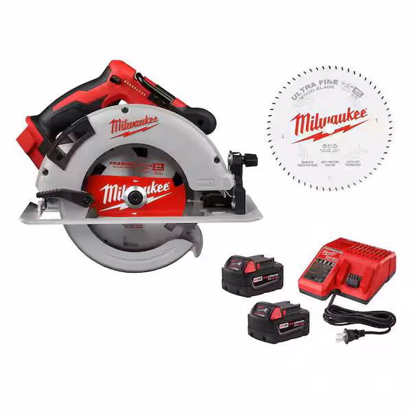 M18 18V Lithium-Ion Cordless 7-1/4 in. Circ Saw w/ (2) 5.0Ah Batteries & Charger & 7-1/4 in. Ultra Fine Circ Saw Blade
