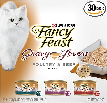Purina Fancy Feast Gravy Lovers Wet Cat Food, 3 oz Cans, 30-Pack