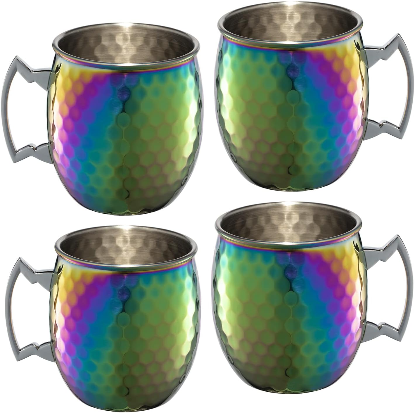 CAMBRIDGE Silversmiths Rainbow Hammered Moscow Mule Mugs, Set of 4