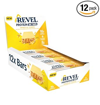 REVEL Protein Oat Bars - Smooth Lemon - Plant-based - 10g Protein - 6g Fiber - Vegan - 12 bars