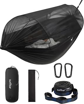 Camping Hammock with Spacious Net, Single/Double,Outdoor&Indoor