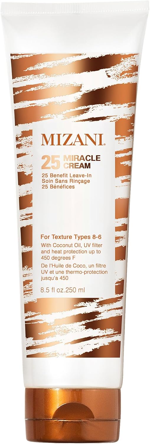 25 Miracle Leave-In Cream - Hydrating Curl Cream with Coconut Oil, Curl Defining Leave In Conditioner, Anti Frizz, Heat Protectant, Silicone-Free, Sulfate-Free