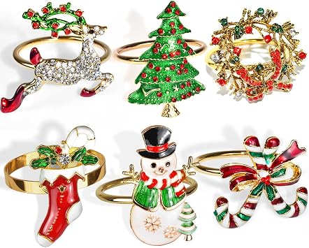 LBTING Christmas Napkin Rings, Set of 6