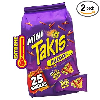 Takis Mini Rolled Tortilla Chips Multipack - Fuego Bite Size, Pack of 2