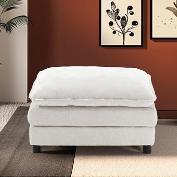 35 inch Chenille Cloud Ottoman. Foot Stool with Double-Layer Padded Seat